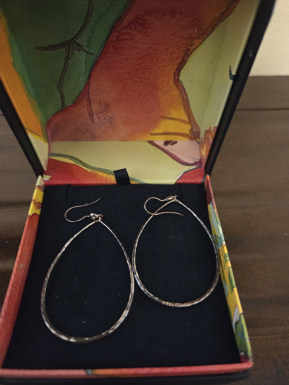 New IPPOLITA, 925 Sterling Silver Hammered Teardrop Hoop Earrings - Silver